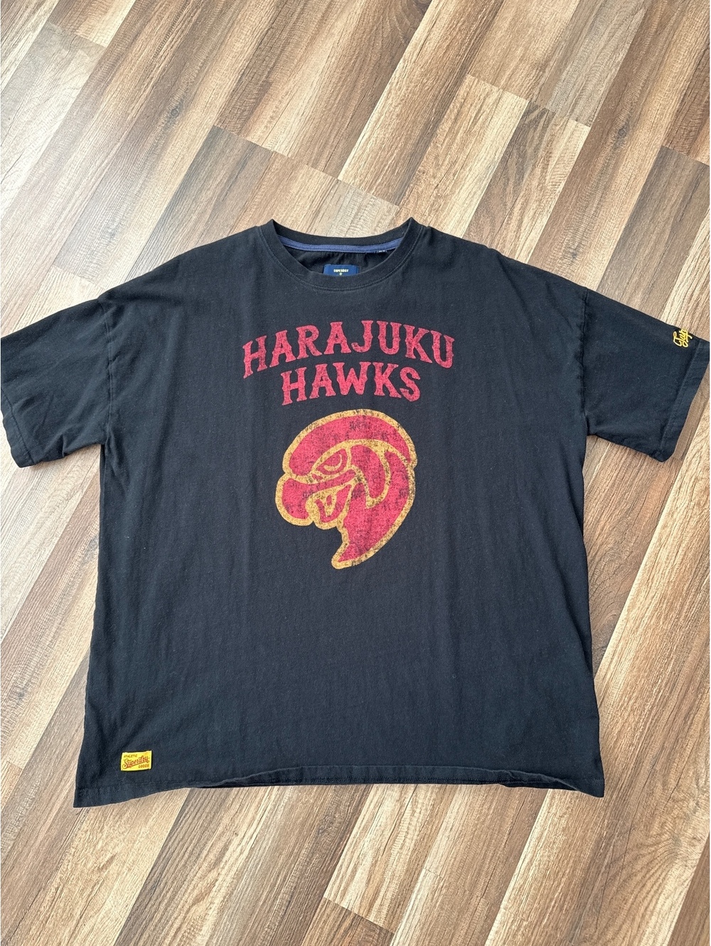 Superdry Harajuku Hawks Black Graphic T-Shirt UK Size 8 / US Size 4